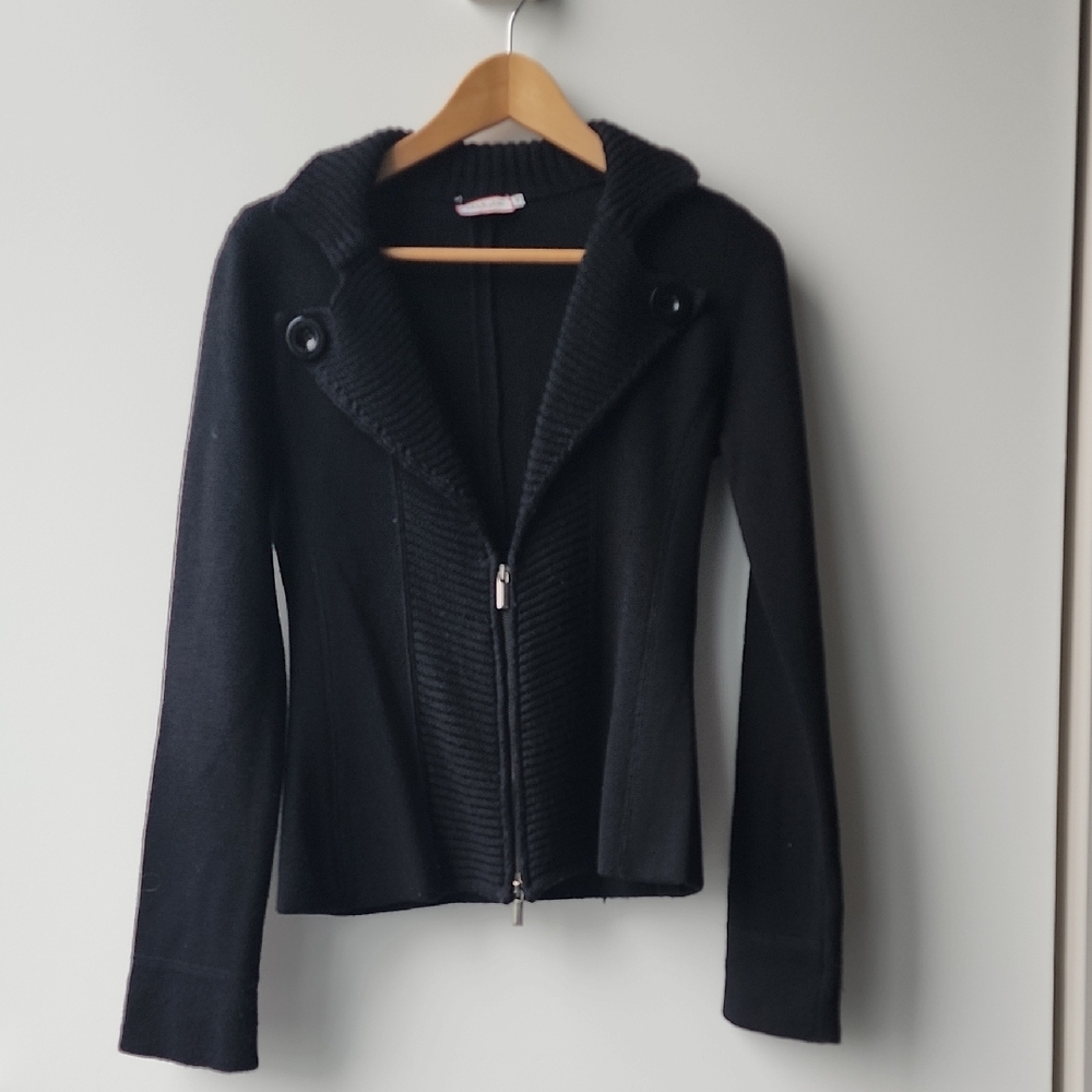Max & Co Wool Blend Zip Up Knit Fitted Blazer Jacket
